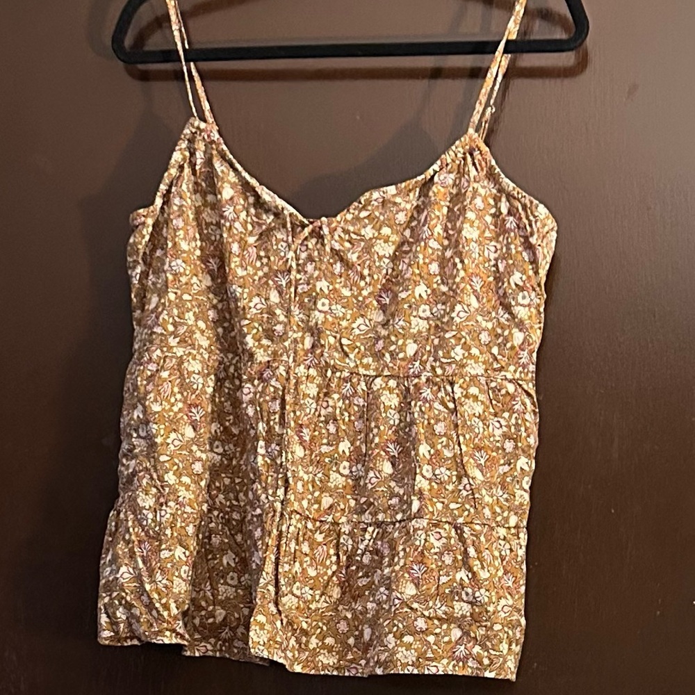 Old Navy Cream Smocked Tie Front Camisole